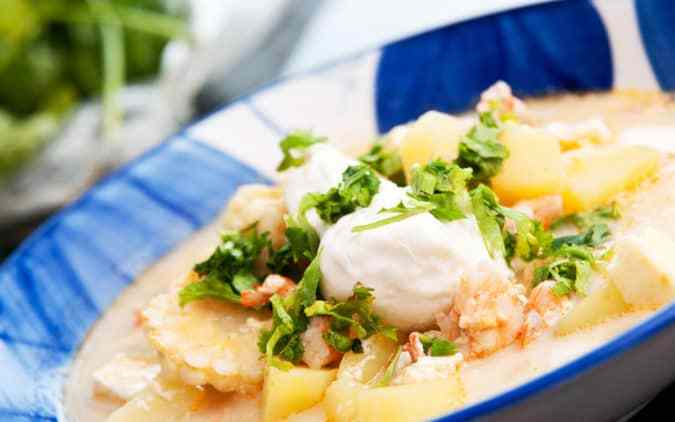 receta de chupe de camarones