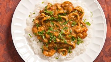 curry de mango y mariscos cenital