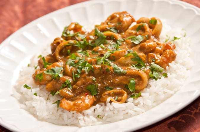 curry de mango y mariscos