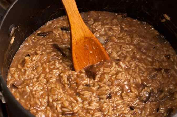 risotto de setas y champiñones listo