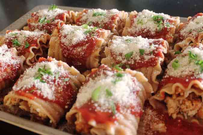 receta de enrrolladitos de lasaña