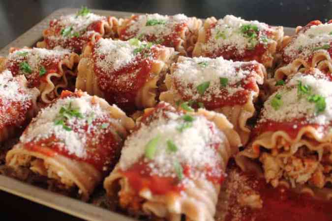 receta de enrrolladitos de lasaña