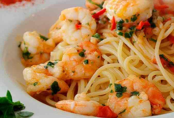 pasta con camarones