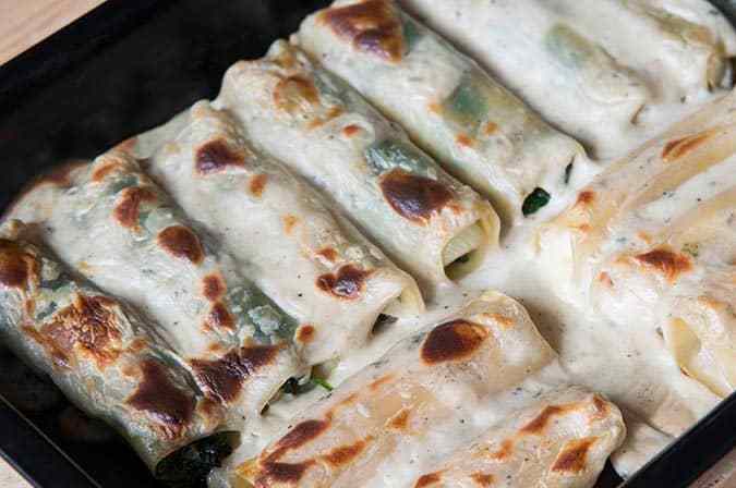 canelones rellenos de espinacas