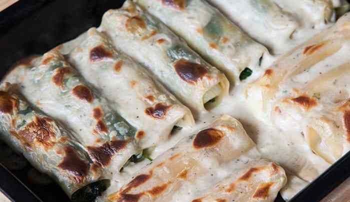 canelones rellenos de espinacas