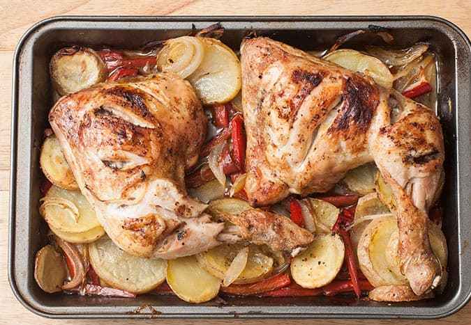 receta de muslos de pollo al horno con patatas