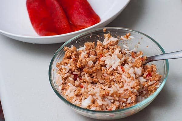 relleno de carne de pimientos