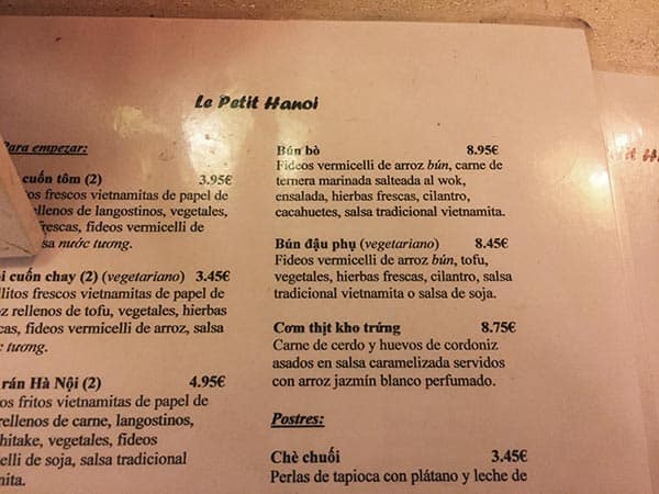 menu le petit hanoi