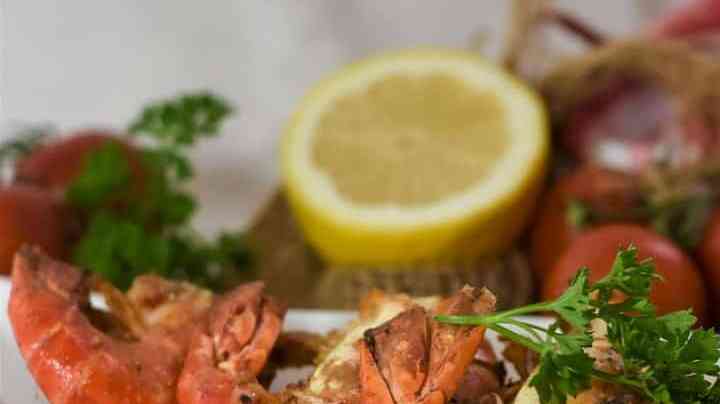 plato con gambas al horno