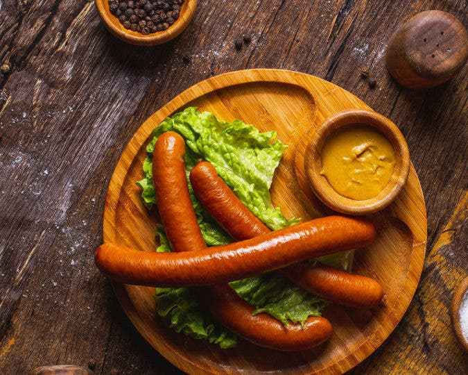 salchichas con salsa de miel y mostaza