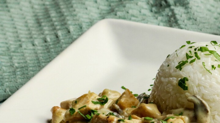 strogonoff de pollo con arroz