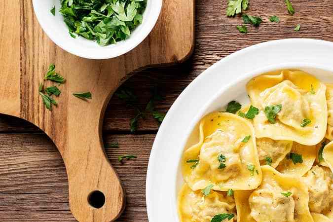 Raviolis rellenos de carne