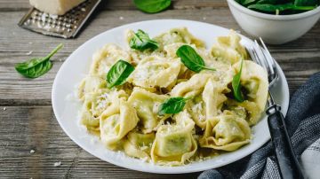 Raviolis de queso y espinacas