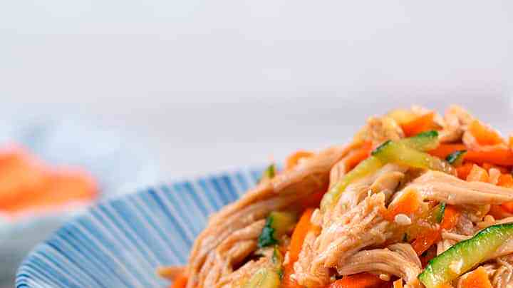 plato con pollo desmechado