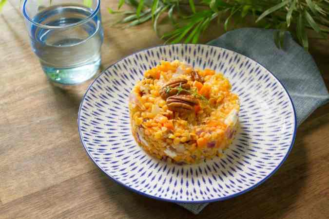 ensalada de lenteja y queso cabra