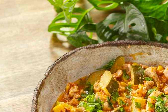Calabacitas con carne cerdo