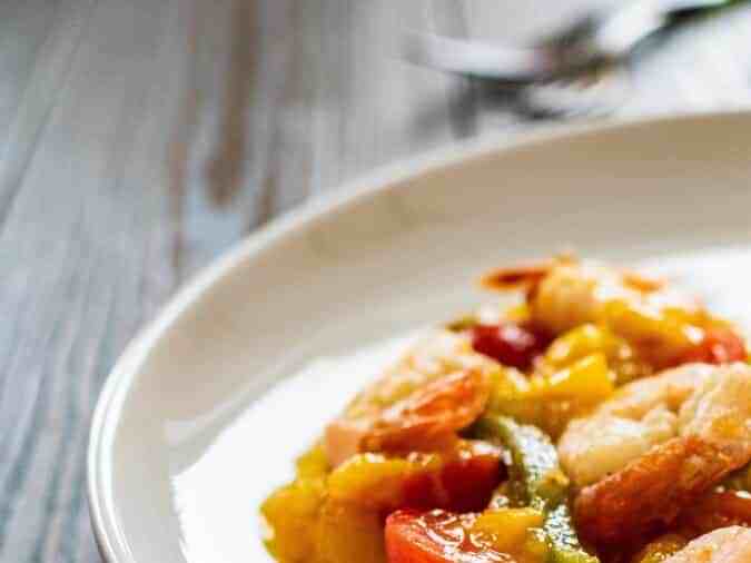 camarones en salsa de mango