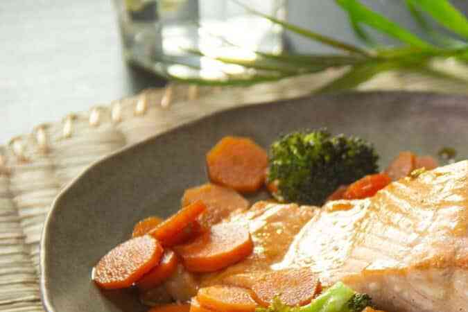 salmón con soya y miel