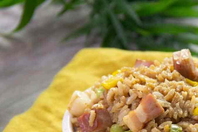 arroz a la cerveza con tocino