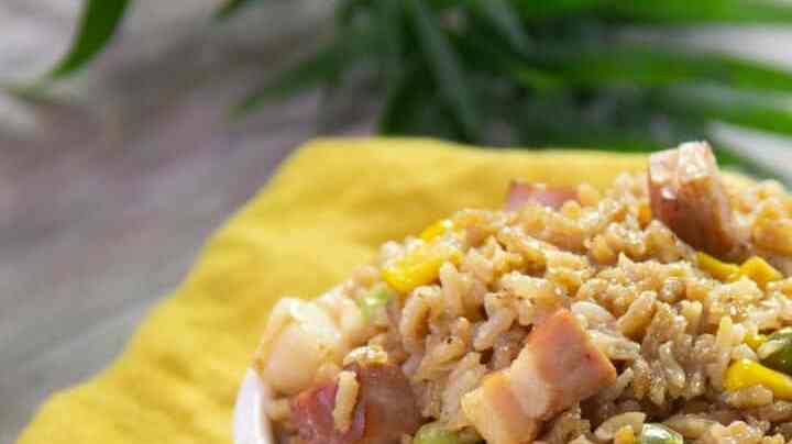 arroz a la cerveza con tocino