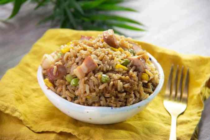 arroz a la cerveza con tocino