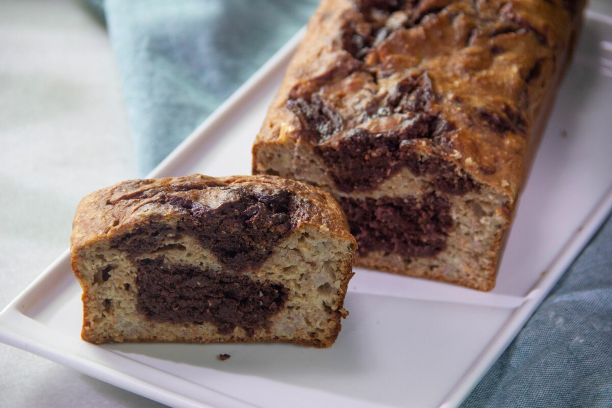 Cómo hacer pan plátano marmoleado con chocolate