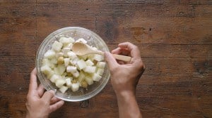 Ensalada de melón, aceitunas y queso