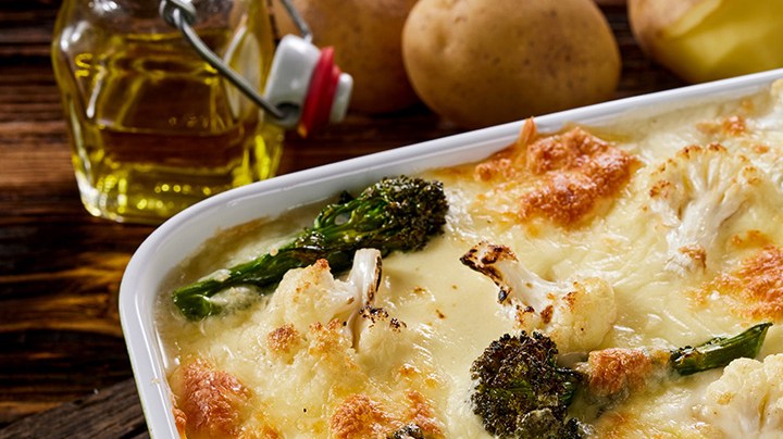 gratinado de brócoli y coliflor al horno