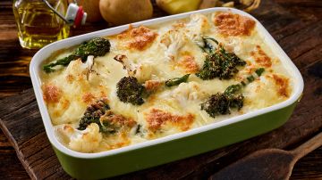 gratinado de brócoli y coliflor al horno