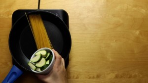 pasta con champiñones y calabacitas