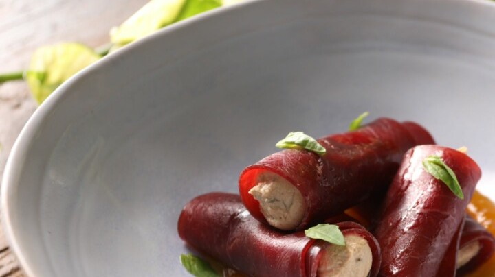 rollito de cecina y foie