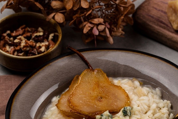 Receta de risotto de peras y gorgonzola