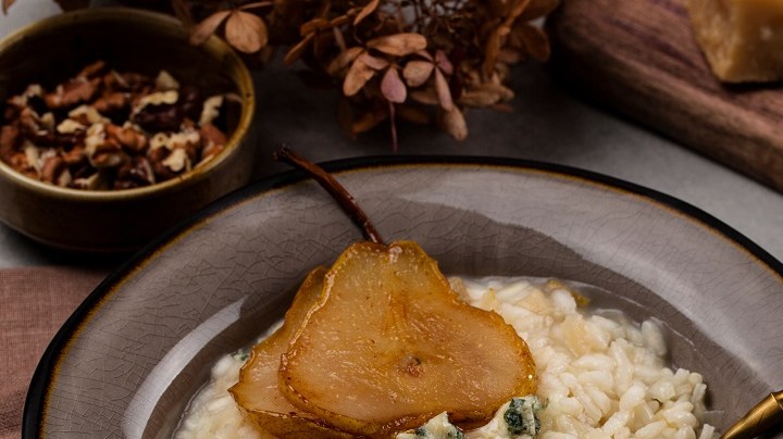 Receta de risotto de peras y gorgonzola
