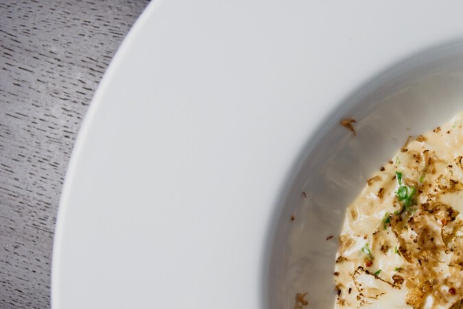 risotto de coliflor con champiñones