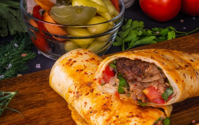 Wrap de carne asada y guacamole