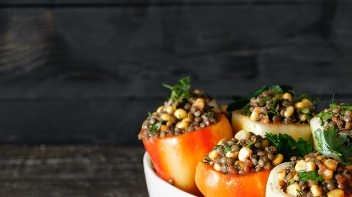 pimientos rellenos de lentejas