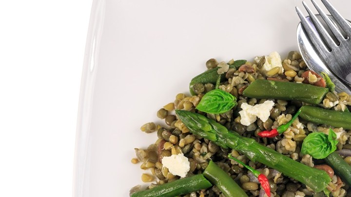 lentejas con espárragos