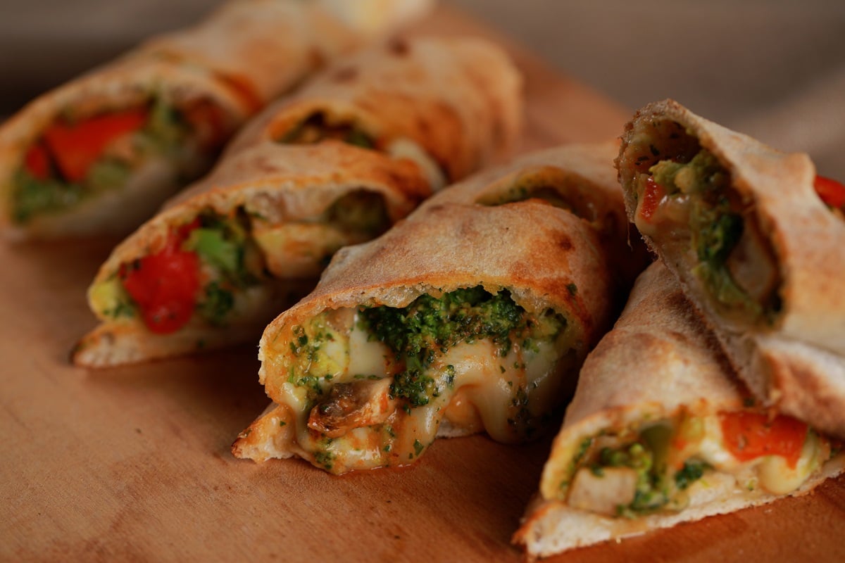 wrap de vegetales con pesto