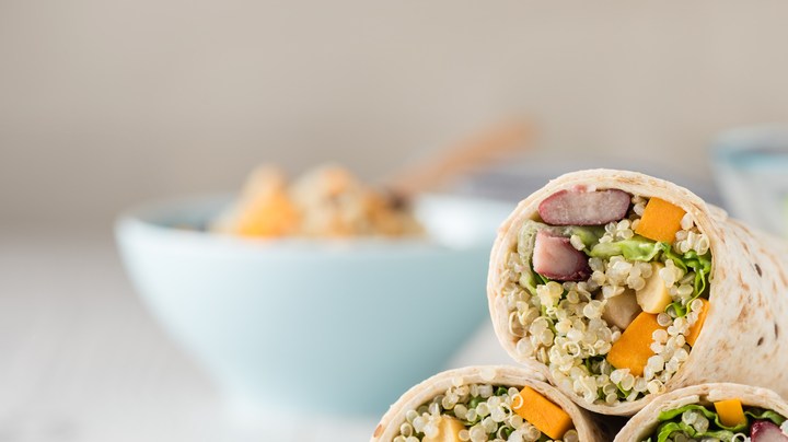 Vegan,Quinoa,Wraps,With,Chickpea,,Kidney,Beans,And,Pumpkin