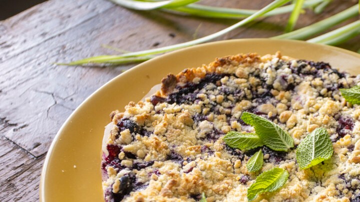 Photo © 2020 The Grosby Group Food Division

Crumble de Arándanos

60 gr mantequilla
60 gr azúcar
90 gr harina
mezclar hasta que quede como arena
agregar una porción de masa
hornear 5 min 180º
incorporar 300 gr arándanos y machacarlos
agregar resto de masa y hornear 20 min 180º