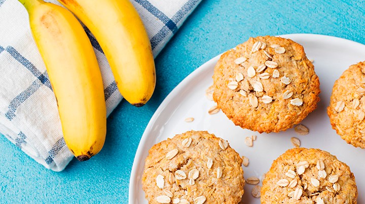 muffins de banana con avena