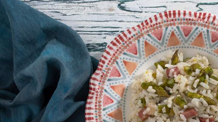Risotto de espárragos y panceta