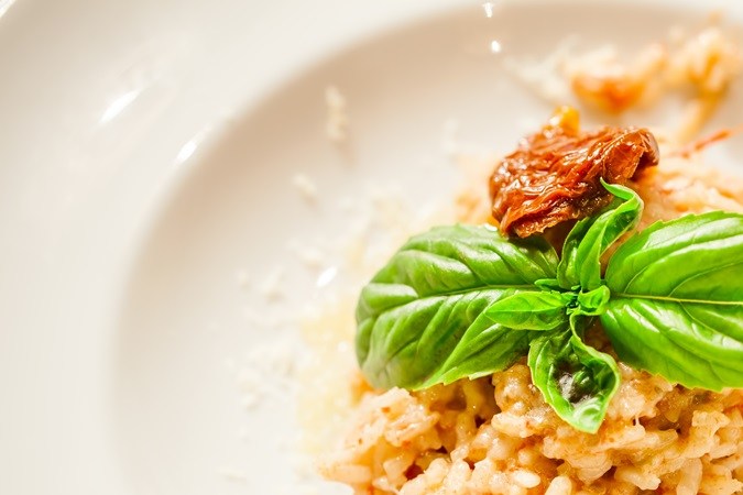 risotto de berenjenas y tomate