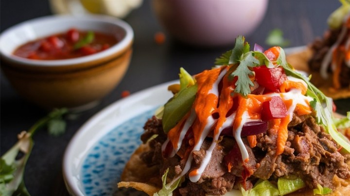 Tostadas de carne en adobo