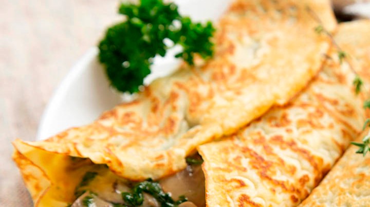 crepes rellenas de champiñones