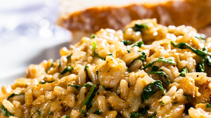 Risotto de pollo y espinacas