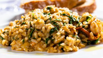 Risotto de pollo y espinacas