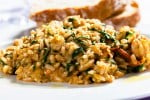 Risotto de pollo y espinacas