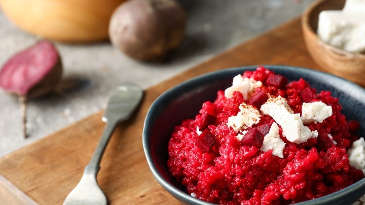 risotto de remolacha y queso de cabra