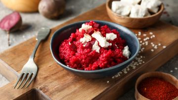 risotto de remolacha y queso de cabra